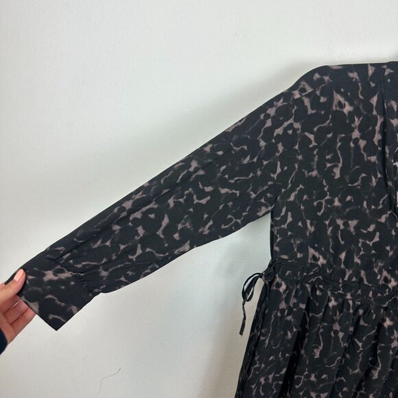 Rails Maple Diffused Cheetah Dress S Black Brown V-Neck Flowy Classic Animal Pri - Picture 4 of 7